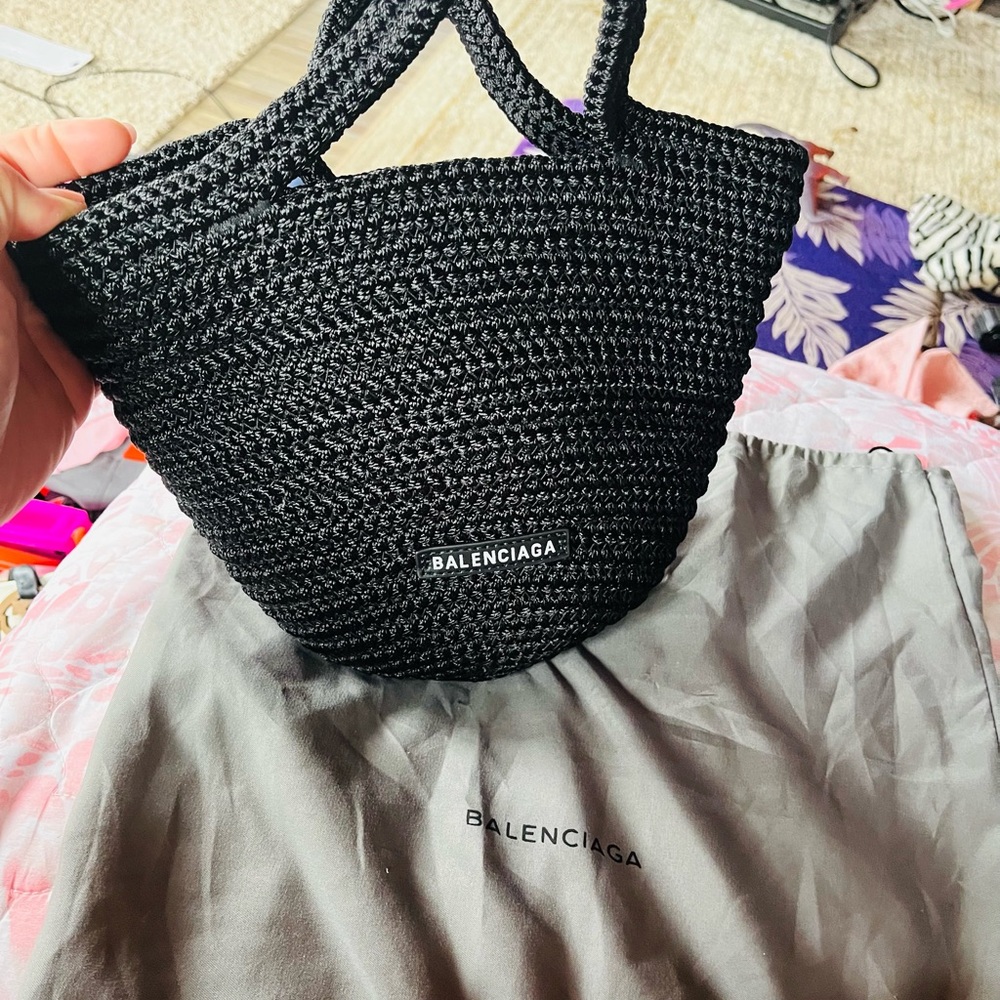 Balenciaga Black Woven Tote Bag